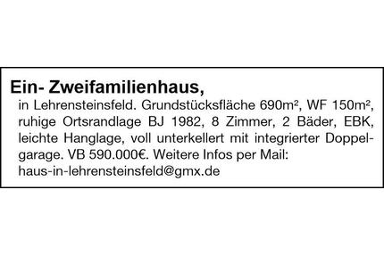 Ein- Zweifamilienhaus in Lehrensteinsfeld