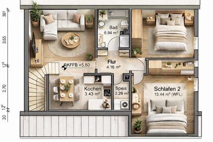 Schöne & helle 3-Zimmer-DG-Wohnung in Veitshöchheim ab 15.05.26