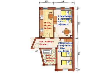 2 Zimmerwohnung (2 - 4 Pers) möbliert, 2-room apartment (2-4 peop - Chemnitz Bernsdorf