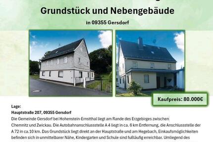 Einfamilienhaus mit Grundstück in 09355 Gersdorf - Hohenstein-Ernstthal