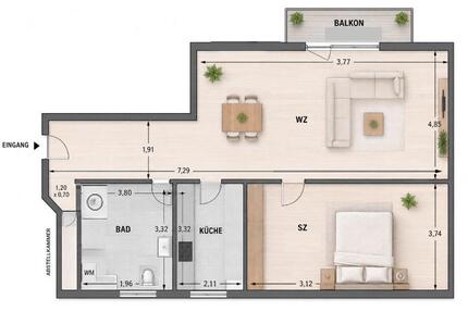 ***Saniert | Vermietet *** 2‑Raum‑Wohnung Balkon TG‑Stellplatz - Kabelsketal
