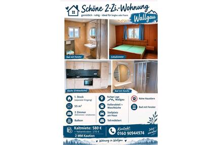 Wohnung 55 qm in Wallgau - 750,00&nbsp;EUR Kaltmiete, ca.&nbsp; 55,00&nbsp;m&sup2; in Wallgau (PLZ: 82499)