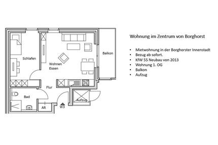 Helle 2-Zimmer-Wohnung mit Balkon, zentral in Borghorst - Steinfurt