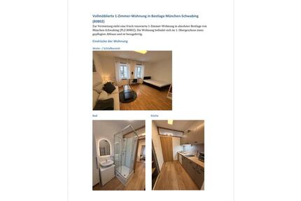 1-Zimmer Wohnung - 1.300,00&nbsp;EUR Kaltmiete, ca.&nbsp; 24,00&nbsp;m&sup2; in München (PLZ: 80802) Schwabing-Freimann