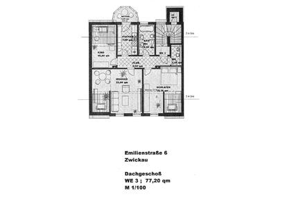 Charmantes Dachgeschoss mit Balkon & Charakter – stilvolle 3-Raumwohnung in Zwickau!