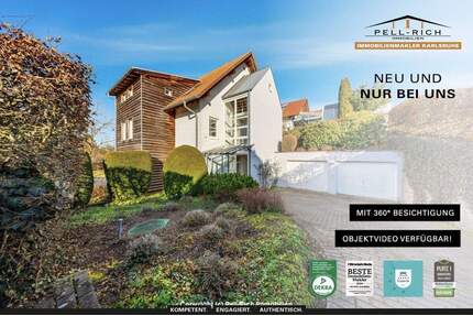 WOHNEN MIT WEITBLICK: Attraktives Architektenhaus für zwei Familien in schöner Höhenlage - Marxzell Schielberg