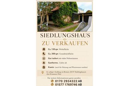 Siedlungshaus in Rablinghausen zu verkaufen - Bremen Blockland