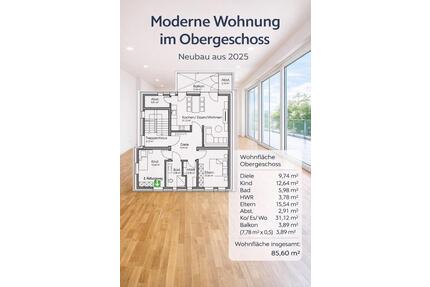 Moderne Neubauwohnung im Obergeschoss zu vermieten (Baujahr 2025) - Geldern