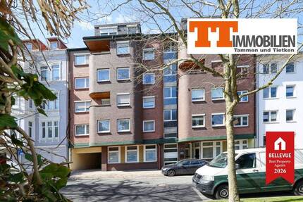 Großzügige 3-Zimmerwohnung am Kurpark mit Westbalkon, Fußbodenheizung, Fahrstuhl und Carport! - Wilhelmshaven Innenstadt
