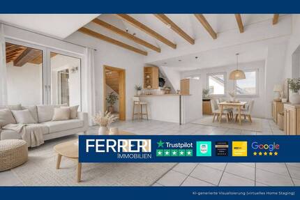 DG-Traum in Trebur-Astheim: 1995 aufgestockt, 2,5 Zi., Dachterrasse, Balkon, ruhige Lage
