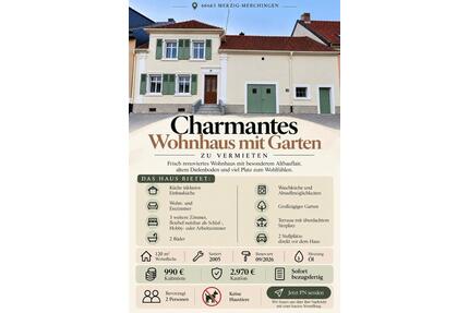 Charmantes Wohnhaus mit Garten - 990,00&nbsp;EUR Kaltmiete, ca.&nbsp; 120,00&nbsp;m&sup2; in Merzig (PLZ: 66663)