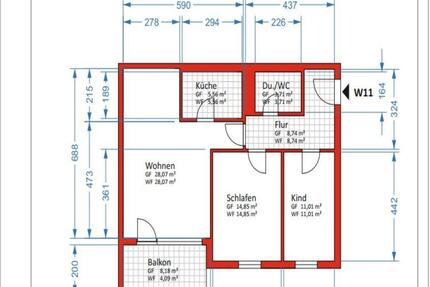 helle 3 Raumwohnung mit großem Balkon - Chemnitz Bernsdorf