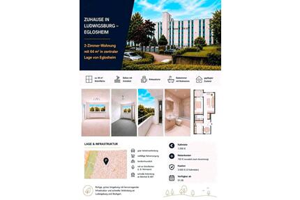 2,5-Zimmer-Wohnung|64m2 Ludwigsburg-Eglosheim|Balkon Einbauküche
