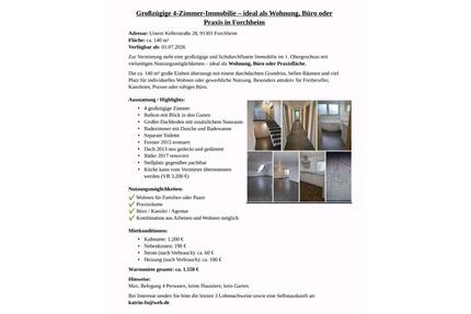 140m2 Wohnung, Büro, Praxis mit Balkon - Forchheim