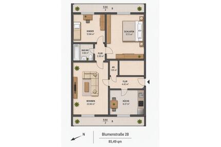 Einladende,helle 3-Zimmer-Wohnung mit 2 Balkonen - Provisionsfrei - Haar
