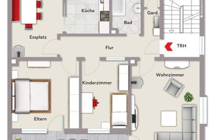 Helle 3-Zi.-EG-Wohnung (85 m²) in ruhiger Lage + EBK in G - Hösbach