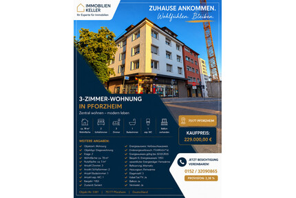 Moderne 3 Zimmer Wohnung in zentraler lage - Pforzheim