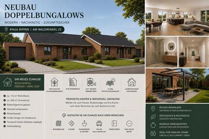 Neubau Doppelbungalows - 399.000,00&nbsp;EUR Kaufpreis, ca.&nbsp; 112,00&nbsp;m&sup2; in Berge (PLZ: 49626)