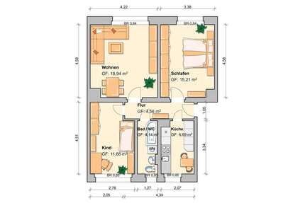 Wohnung zum Mieten in Werdau 368,00 € 58.99 m²
