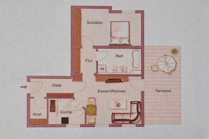 Unbewohnte 2-Zimmer Wohnung mit Terrasse und Tiefgarage - Nagold