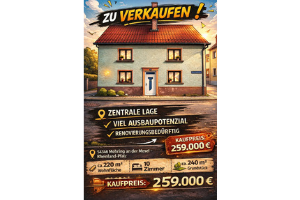 Mehring a.d. Mosel - Handwerker aufgepasst - zentral gelegenes DoppelhausReiheneckhaus mit Ausbaupotential