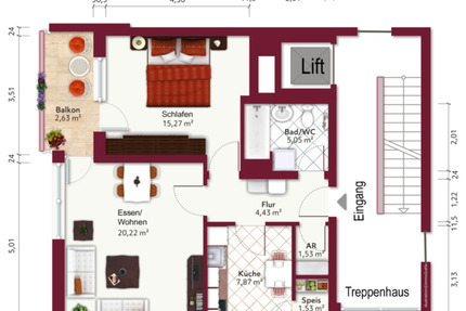 Provisionsfreie 2-Zimmer Wohnung mit sonnigem Balkon u. Garage - Forchheim