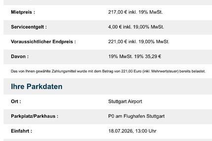 Flughafen Stuttgart Parkplatz (P0) Sommerferien - Ludwigshafen am Rhein Rheingönheim