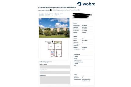 3 Raumwohnung in Hohenstücken - 600,00&nbsp;EUR Kaltmiete, ca.&nbsp; 61,00&nbsp;m&sup2; in Brandenburg an der Havel (PLZ: 14772) Görden