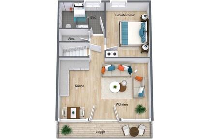 Ab 01.08 - 2 Zimmer Wohnung Dachgeschoss Südlage Einbauküche* - Bogen