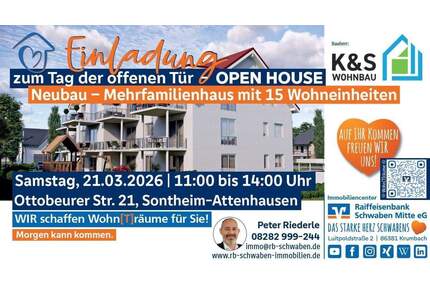 *** 2-Zimmer-Wohnung mit Südterrasse und Gartenanteil - Neubau Mehrfamilienhaus mit 15 Einheiten *** - Sontheim-Attenhausen