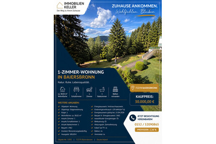 1 Zimmer Wohnung mit schöner Aussicht - Baiersbronn