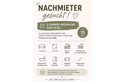 3 Zimmer Wohnung zum 01.06. Zu vermieten - Rotenburg (Wümme)