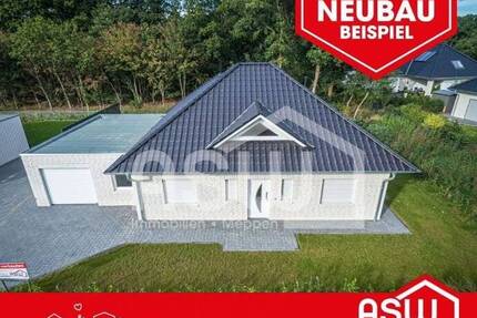 Musterhaus! Weißer Neubaubungalow mit massiver Garage in ruhiger Sackgassenlage! - Herzlake