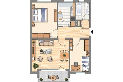 Sonnige 3-Zimmer-Erdgeschoss-Wohnung in Glücksburg mit Balkon - Glücksburg (Ostsee)