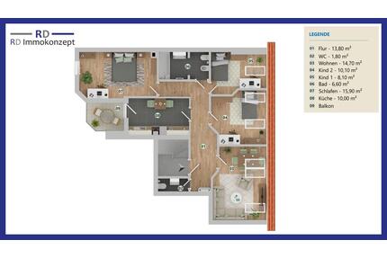 4-Raum-Wohnung mit Balkon - 500,00&nbsp;EUR Kaltmiete, ca.&nbsp; 82,59&nbsp;m&sup2; in Gera (PLZ: 07545)