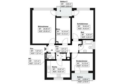 4-Zimmer-Wohnung zur Miete - 1.450,00&nbsp;EUR Kaltmiete, ca.&nbsp; 87,00&nbsp;m&sup2; in Mannheim (PLZ: 68239) Hochstätt