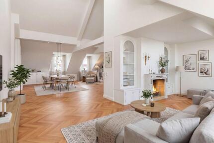 Spektakuläre, lichte Altbaumaisonette mit stilvollem Ambiente und Dachterrassen - München Maxvorstadt