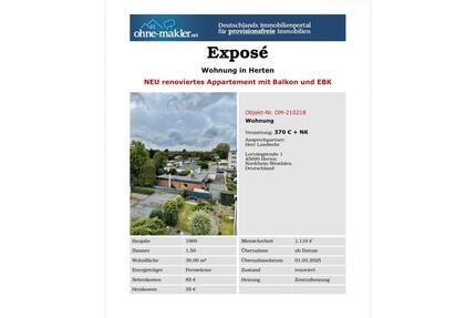 Schöne 1,5-Zimmer-Wohnung in Herten-Disteln (ab 1.05.2026!)