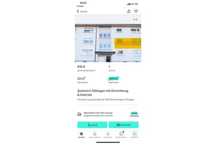 Wohnung mit Einrichtung & Internet - Tübingen Derendingen