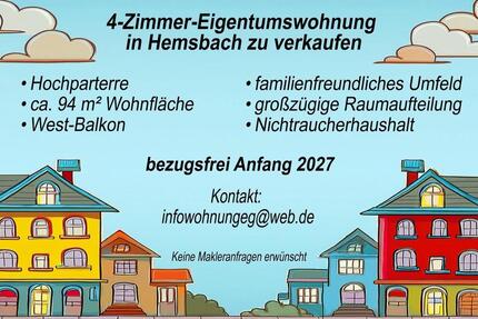 Hemsbach 4-Zimmer Eigentumswohnung Hochparterre zu verkaufen