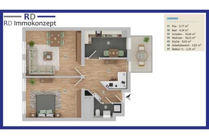 2-Raum-Wohnung mit Balkon - 350,00&nbsp;EUR Kaltmiete, ca.&nbsp; 61,63&nbsp;m&sup2; in Gera (PLZ: 07545)