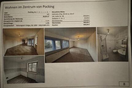 Mietwohnung - 480,00&nbsp;EUR Kaltmiete, ca.&nbsp; 38,00&nbsp;m&sup2; in Pocking (PLZ: 94060)