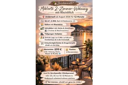 Eine 2 ZKB Wohnung zur Untermiete - Andernach