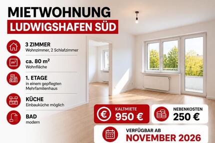 3-Zimmer-Wohnung in Ludwigshafen Süd - Ludwigshafen am Rhein Parkinsel