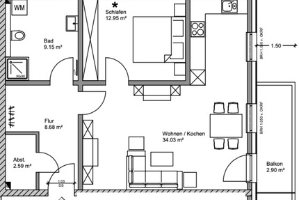 Helle 2-Zimmer Wohnung mit Balkon in Grömitz