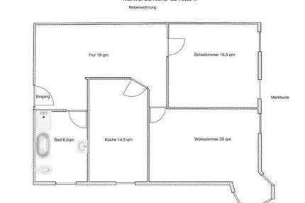 2-Raum Wohnung Markt Schmölln, 78 qm, Bad mit Wanne