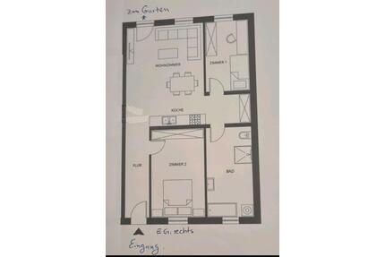 3 Raum Wohnung mit Garten, Badewanne und Dusche in nähe Freiberg