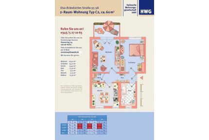 Schöne 2-Raum-Wohnung im Süden von Halle - Halle (Saale) Silberhöhe