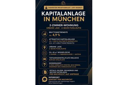 2-Zimmer Wohnung in München zum Verkauf, provisionfrei