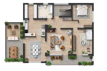 Moderne 3-Zimmer-Wohnung mit großem Südbalkon & Süd-West-Terrasse - Hutthurm